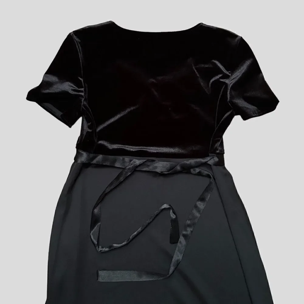 Vintage Full Length Black Dress with Velvet Top - Picture 8 of 8